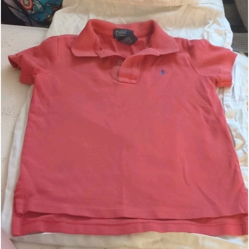 RALPH LAUREN The Iconic Cotton Mesh Polo Shirt in Salmon Pink, boys 5